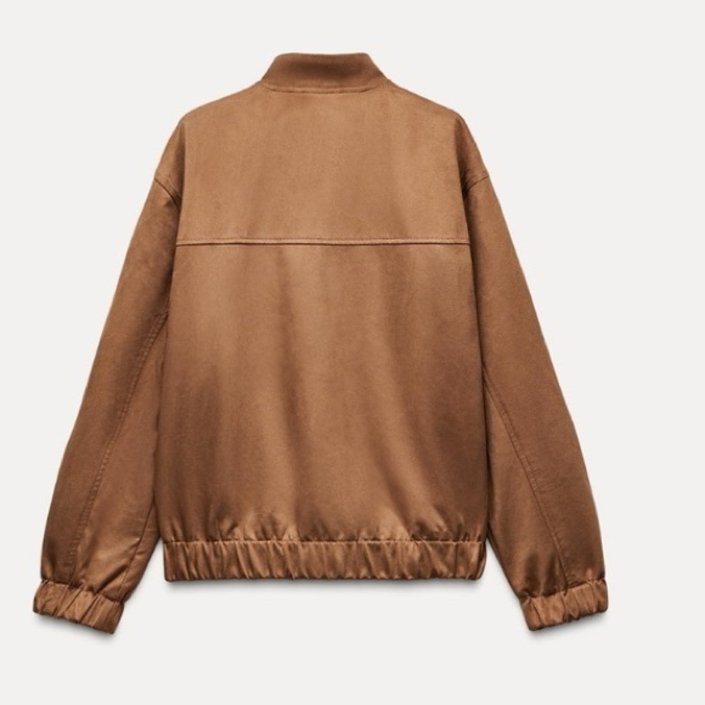 Zara NWT faux suede tan brown bomber jacket - Picture 6 of 6